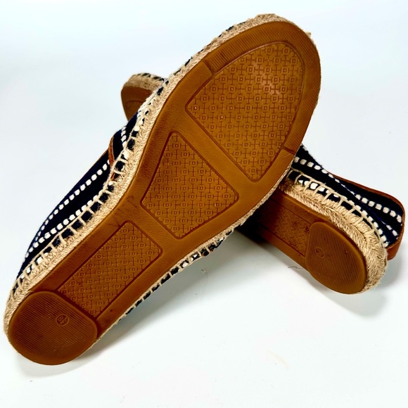 Tory Burch Shaw Espadrille Raffia Shoes Blue and Tan Size 8.5 - Picture 9 of 13